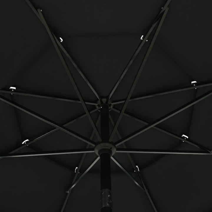 parasol med aluminiumsstang 3,5 m 3 niveauer sort