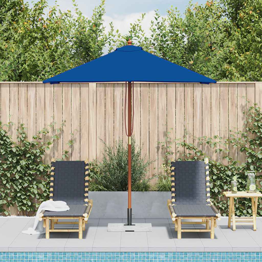 haveparasol 150x200 cm træstang blå