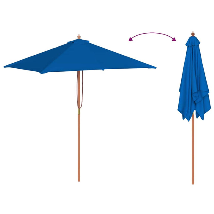 haveparasol 150x200 cm træstang blå