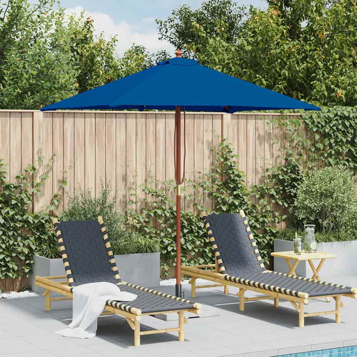 haveparasol 150x200 cm træstang blå