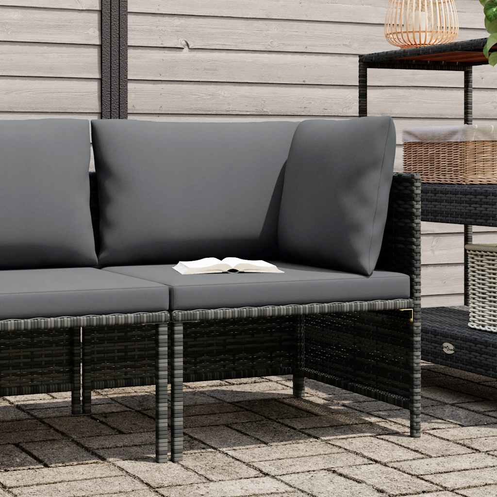 hjørnedel til sofa med hynder polyrattan grå