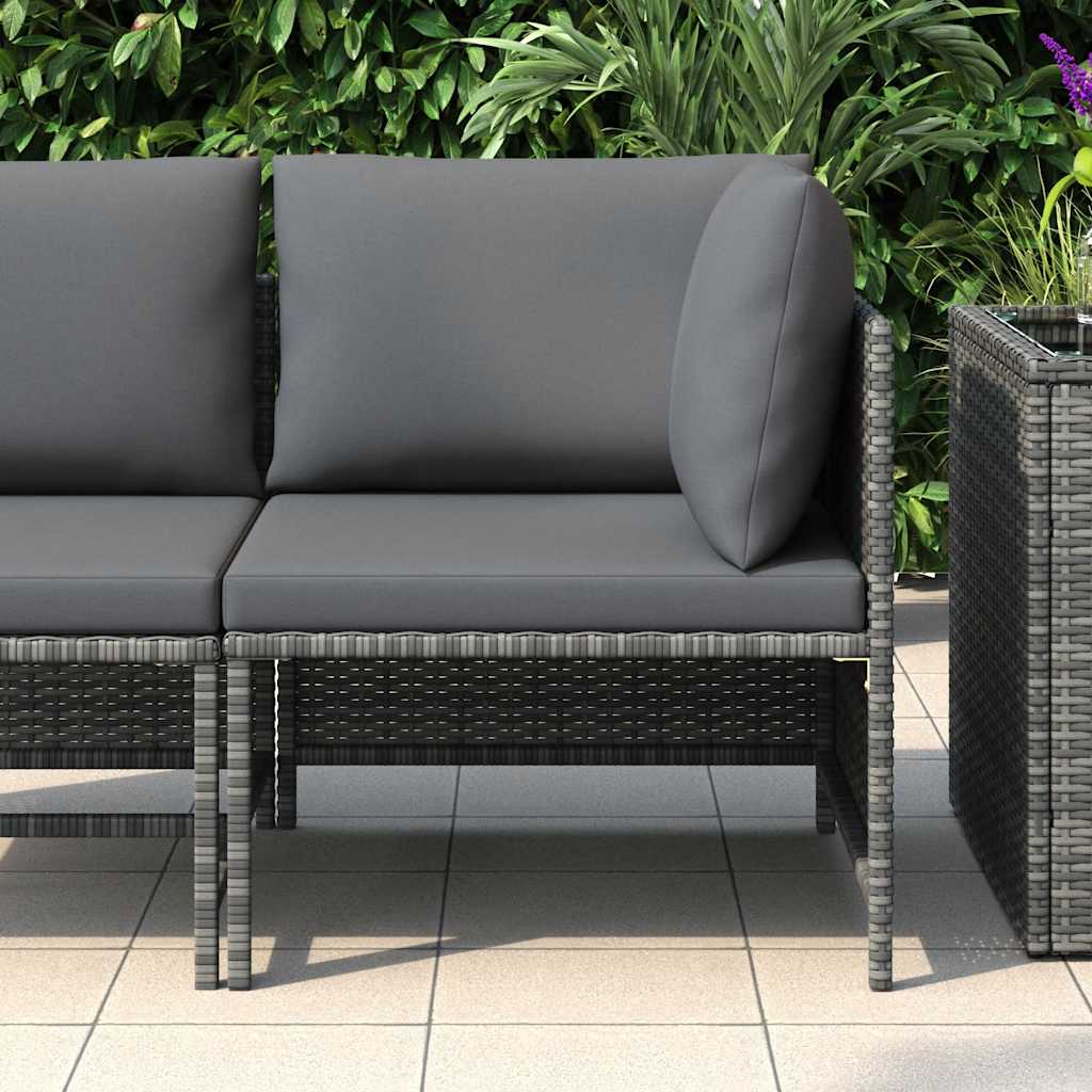 hjørnedel til sofa med hynder polyrattan grå