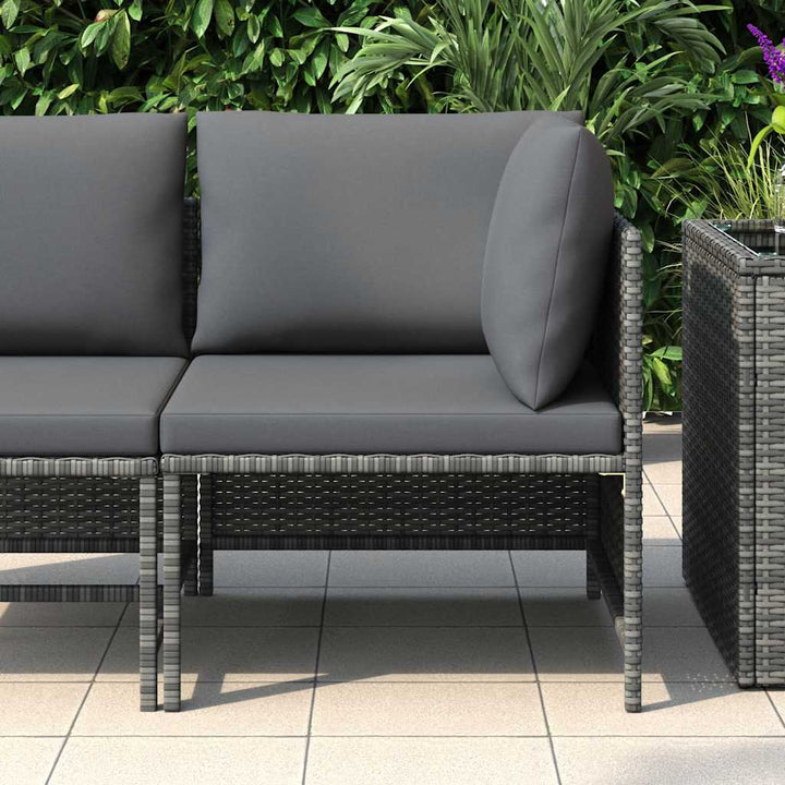 hjørnedel til sofa med hynder polyrattan grå