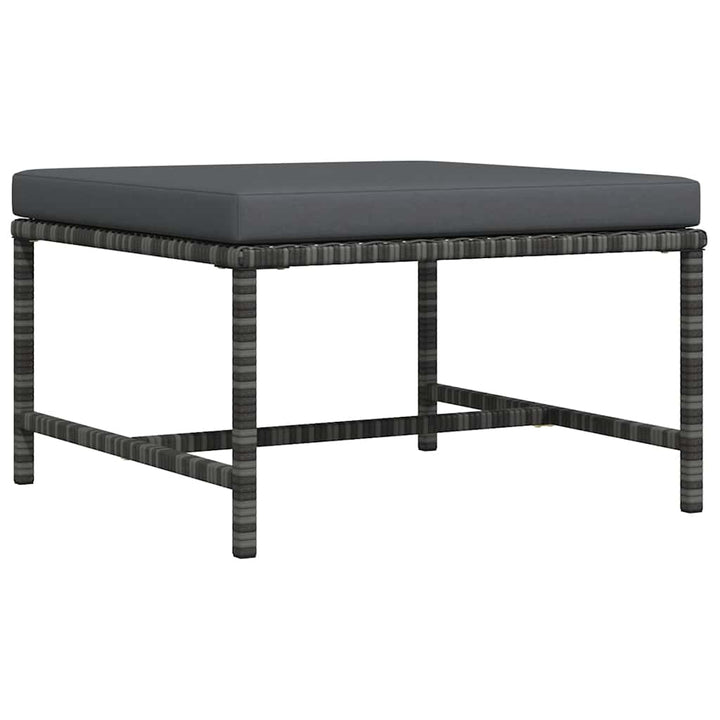 fodskammel til sofa med hynde polyrattan grå