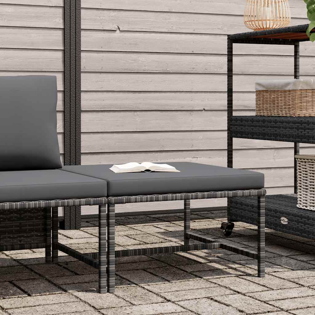 fodskammel til sofa med hynde polyrattan grå