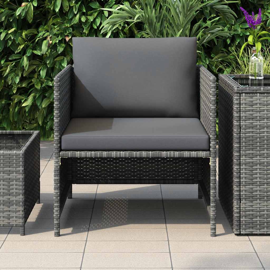 havesofa med hynder polyrattan grå