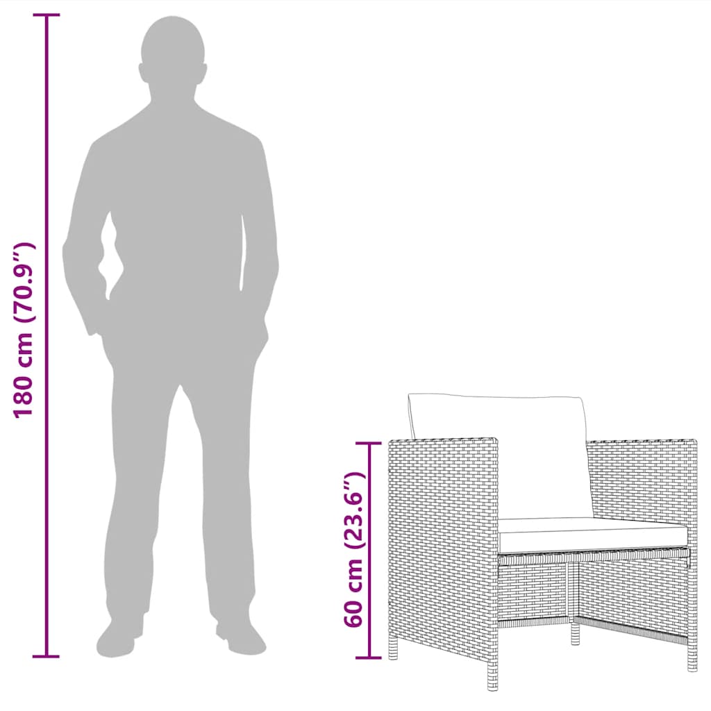 havesofa med hynder polyrattan grå