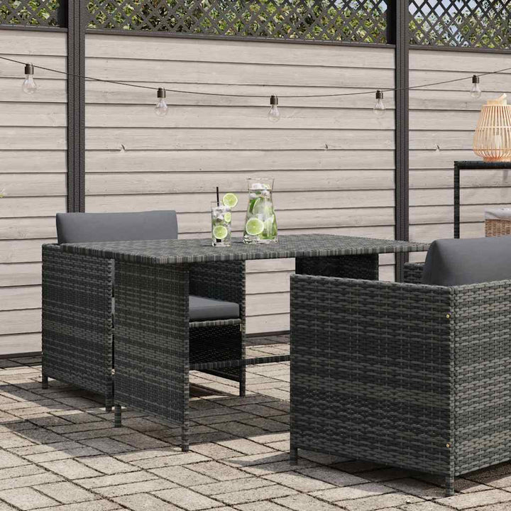 havebord 110x70x65 cm polyrattan grå