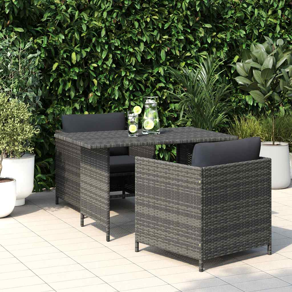 havebord 110x70x65 cm polyrattan grå