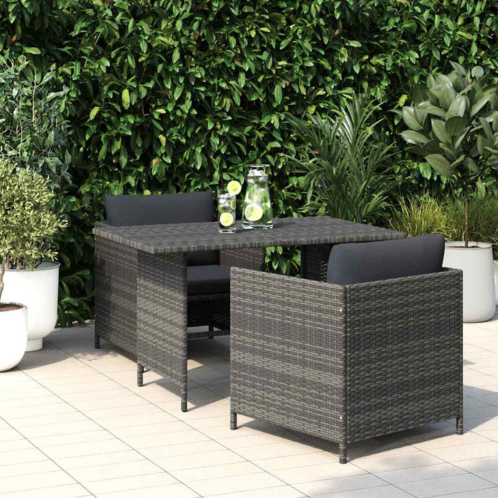 havebord 110x70x65 cm polyrattan grå