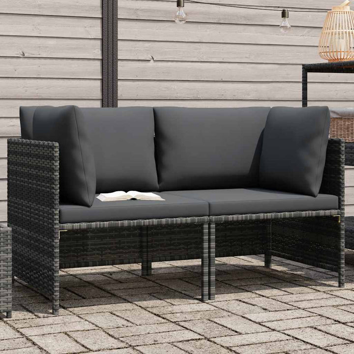 2-personers havesofa med hynder polyrattan grå
