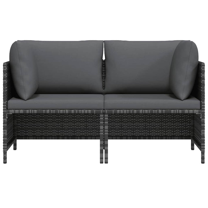 2-personers havesofa med hynder polyrattan grå