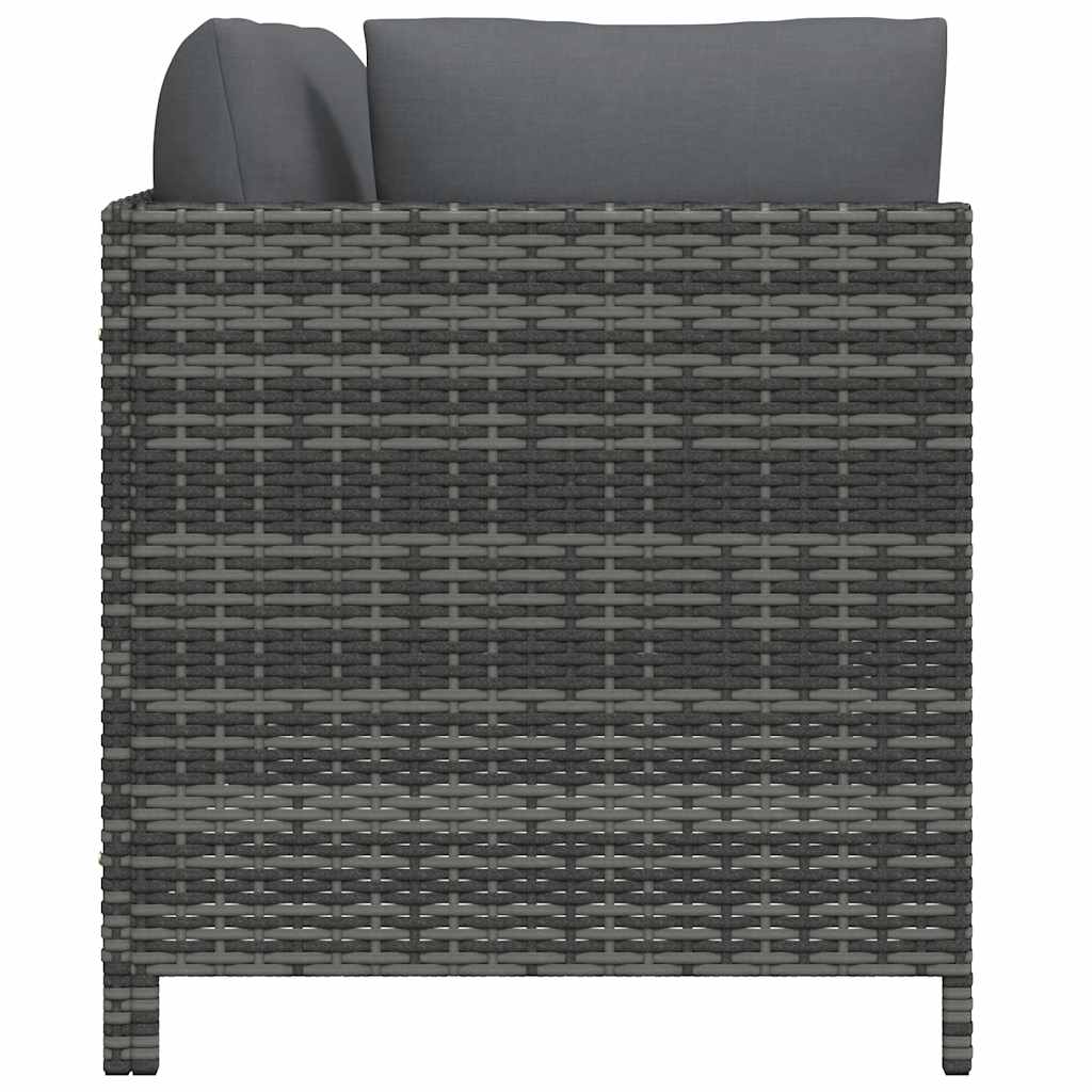 2-personers havesofa med hynder polyrattan grå