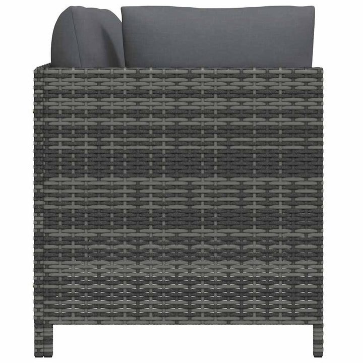 2-personers havesofa med hynder polyrattan grå