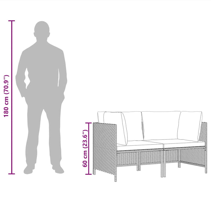2-personers havesofa med hynder polyrattan grå