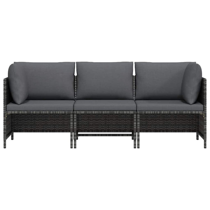 3-personers havesofa med hynder polyrattan grå