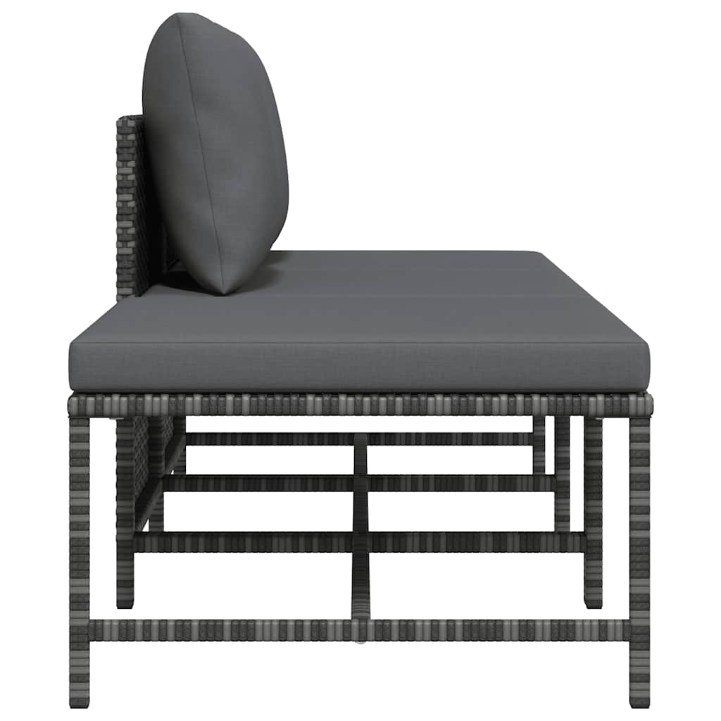 havesofasæt 3 dele med hynder polyrattan grå