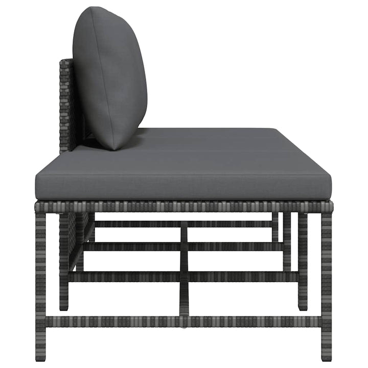 havesofasæt 3 dele med hynder polyrattan grå