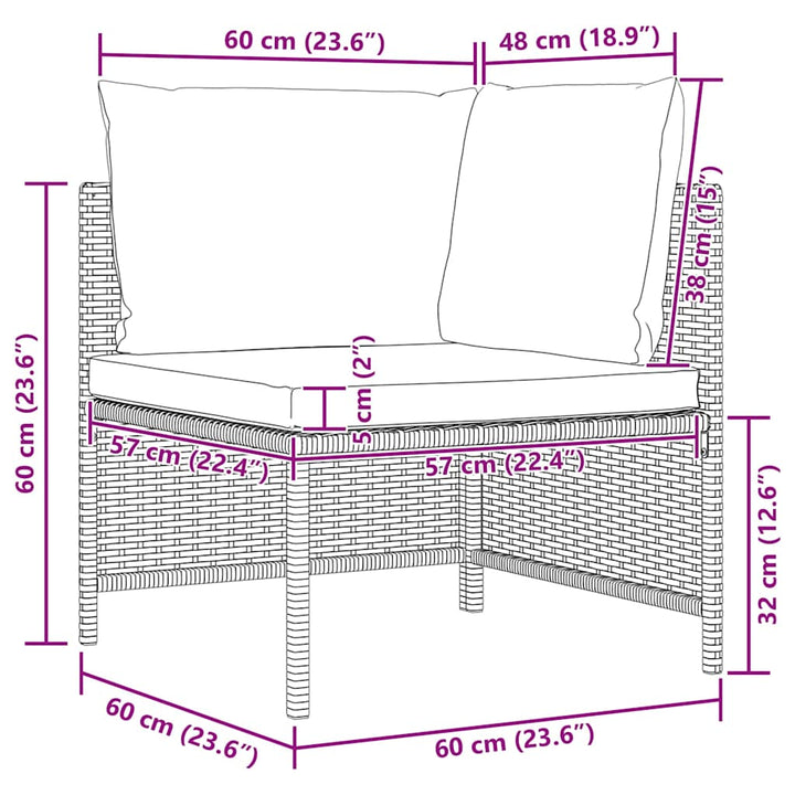 4-personers havesofa med hynder polyrattan grå