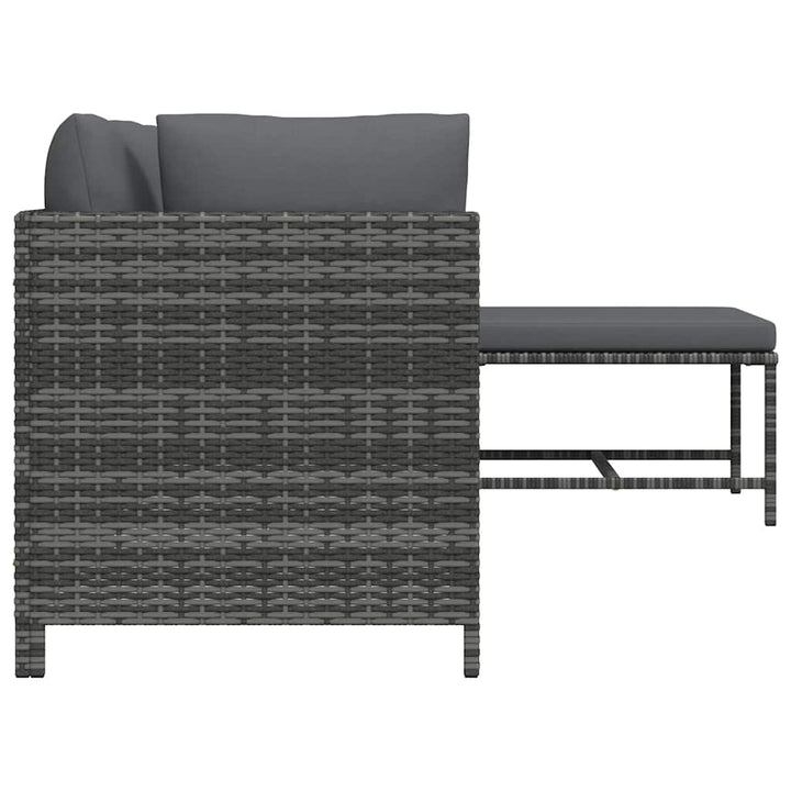 loungesæt til haven 4 dele med hynder polyrattan grå