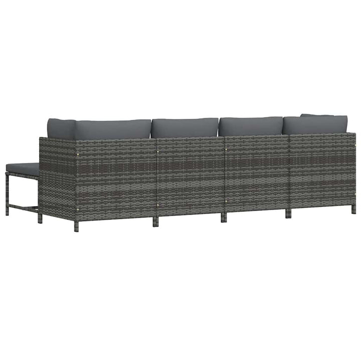 loungesæt til haven 4 dele med hynder polyrattan grå