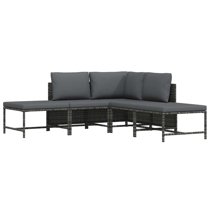 sofasæt 5 dele med hynder polyrattan grå