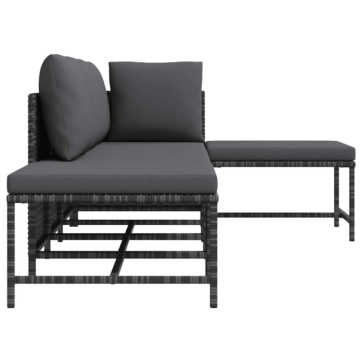sofasæt 5 dele med hynder polyrattan grå