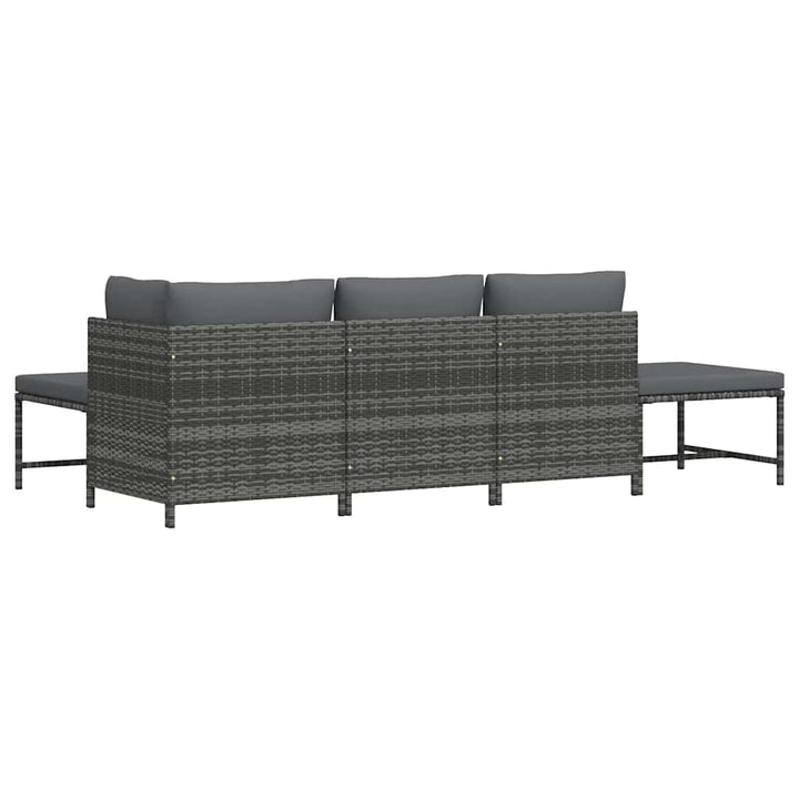 sofasæt 5 dele med hynder polyrattan grå