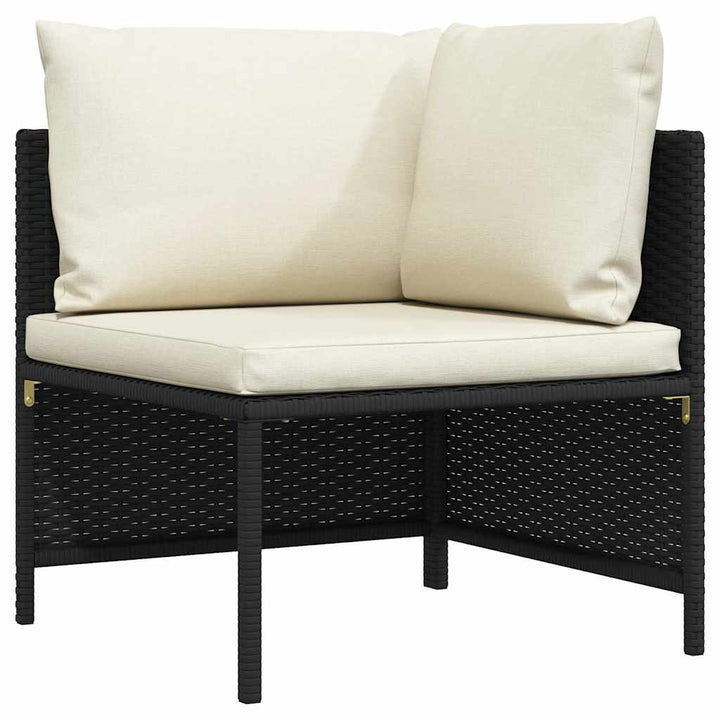hjørnesæde til sofa med hynder polyrattan sort