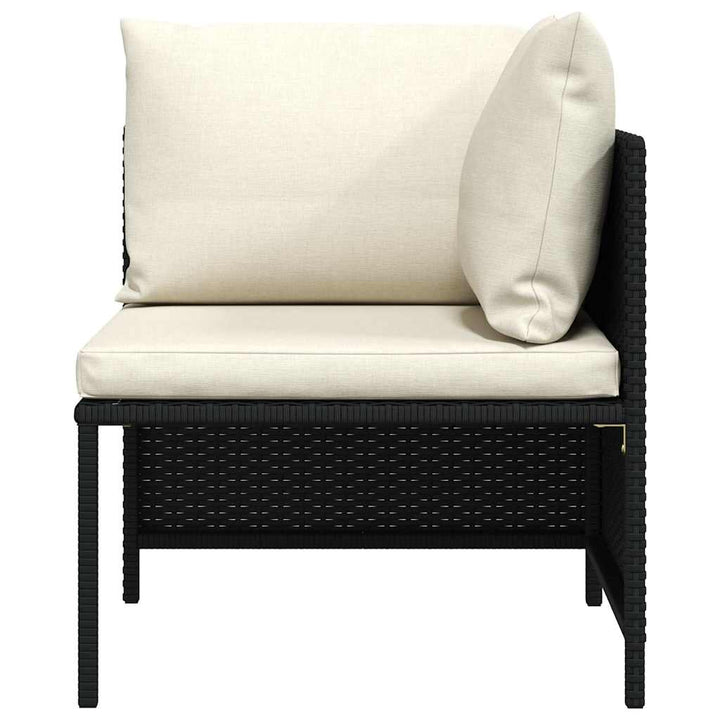 hjørnesæde til sofa med hynder polyrattan sort