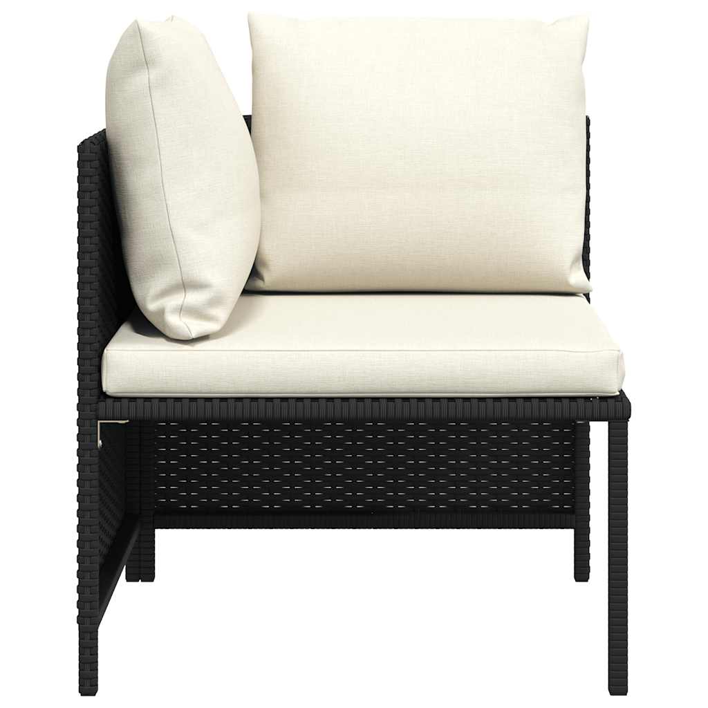 hjørnesæde til sofa med hynder polyrattan sort