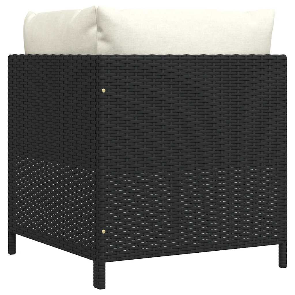 hjørnesæde til sofa med hynder polyrattan sort