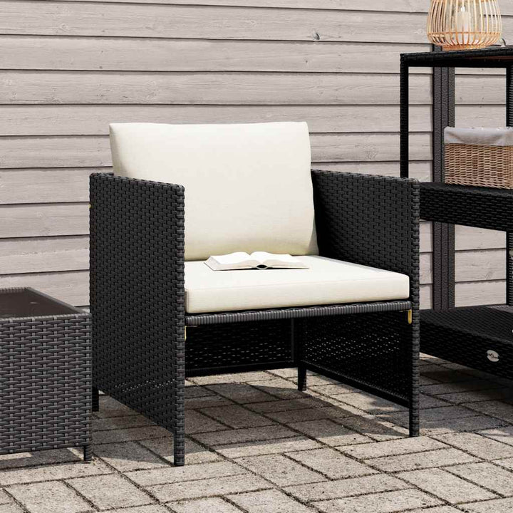 havesofa med hynder polyrattan sort