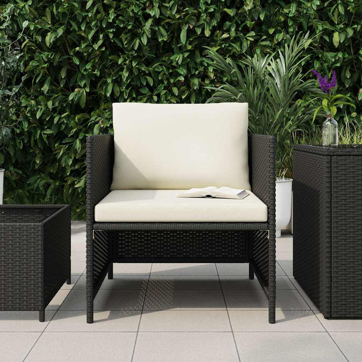 havesofa med hynder polyrattan sort