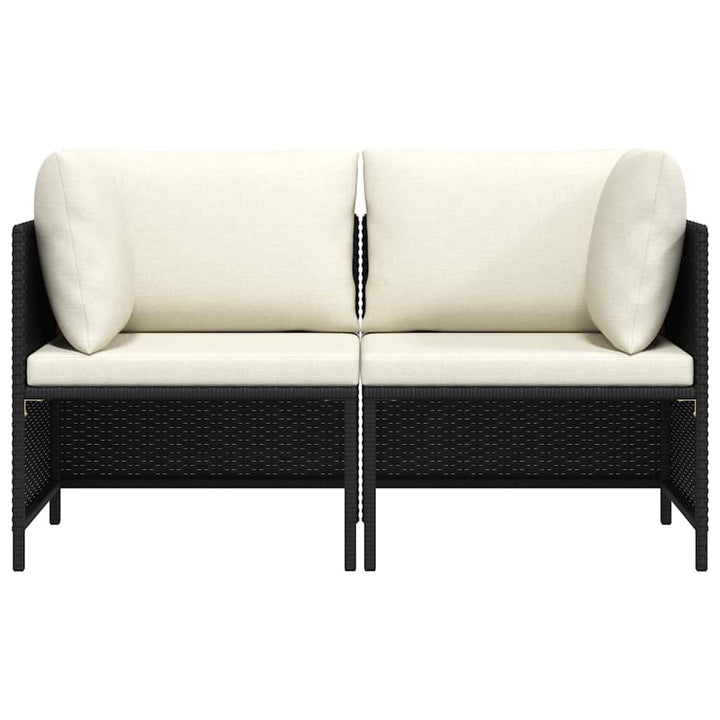2-personers havesofa med hynder polyrattan sort