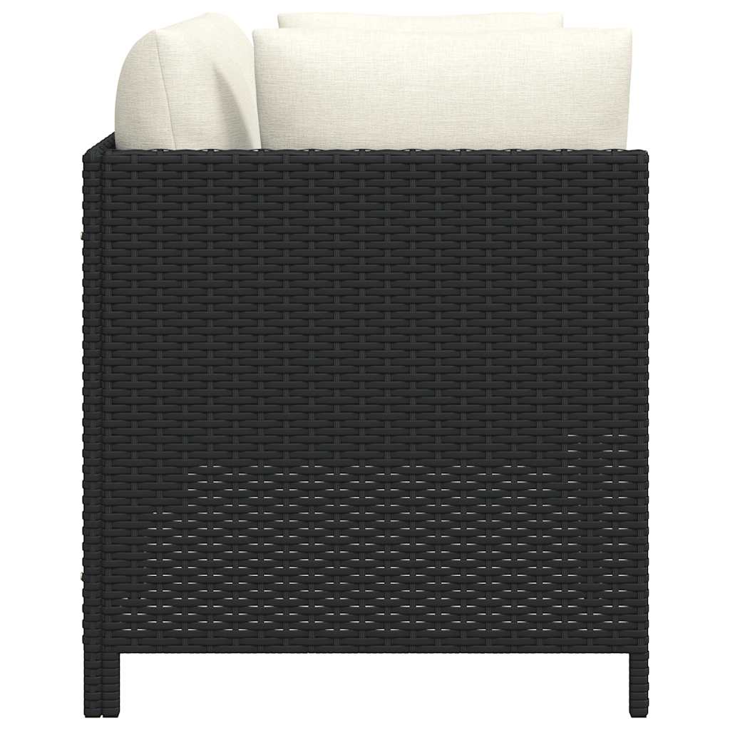 2-personers havesofa med hynder polyrattan sort