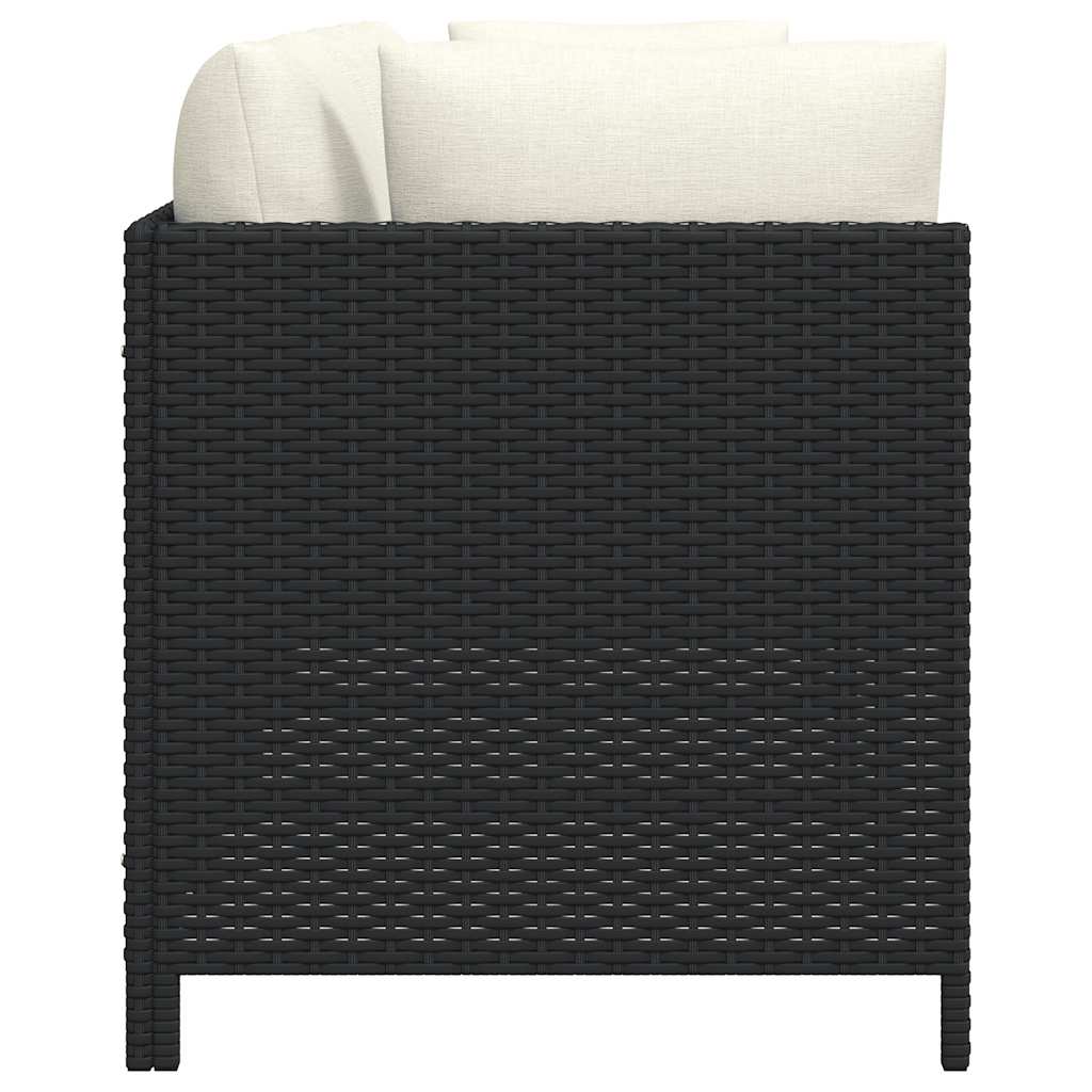 2-personers havesofa med hynder polyrattan sort