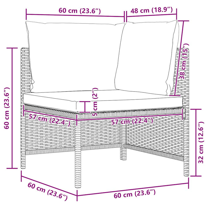 2-personers havesofa med hynder polyrattan sort