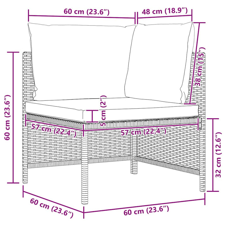 3-personers havesofa med hynder polyrattan sort