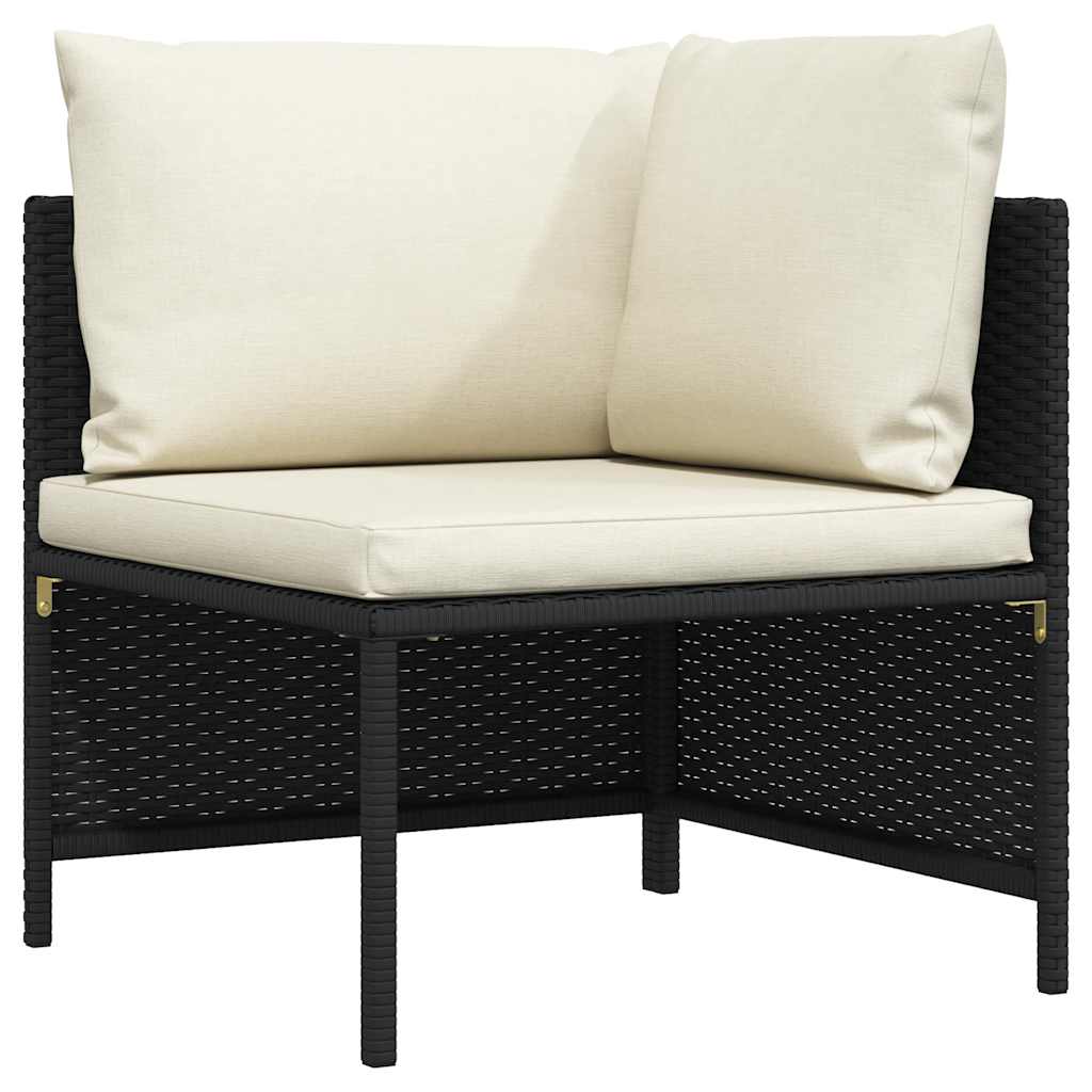 3-personers havesofa med hynder polyrattan sort