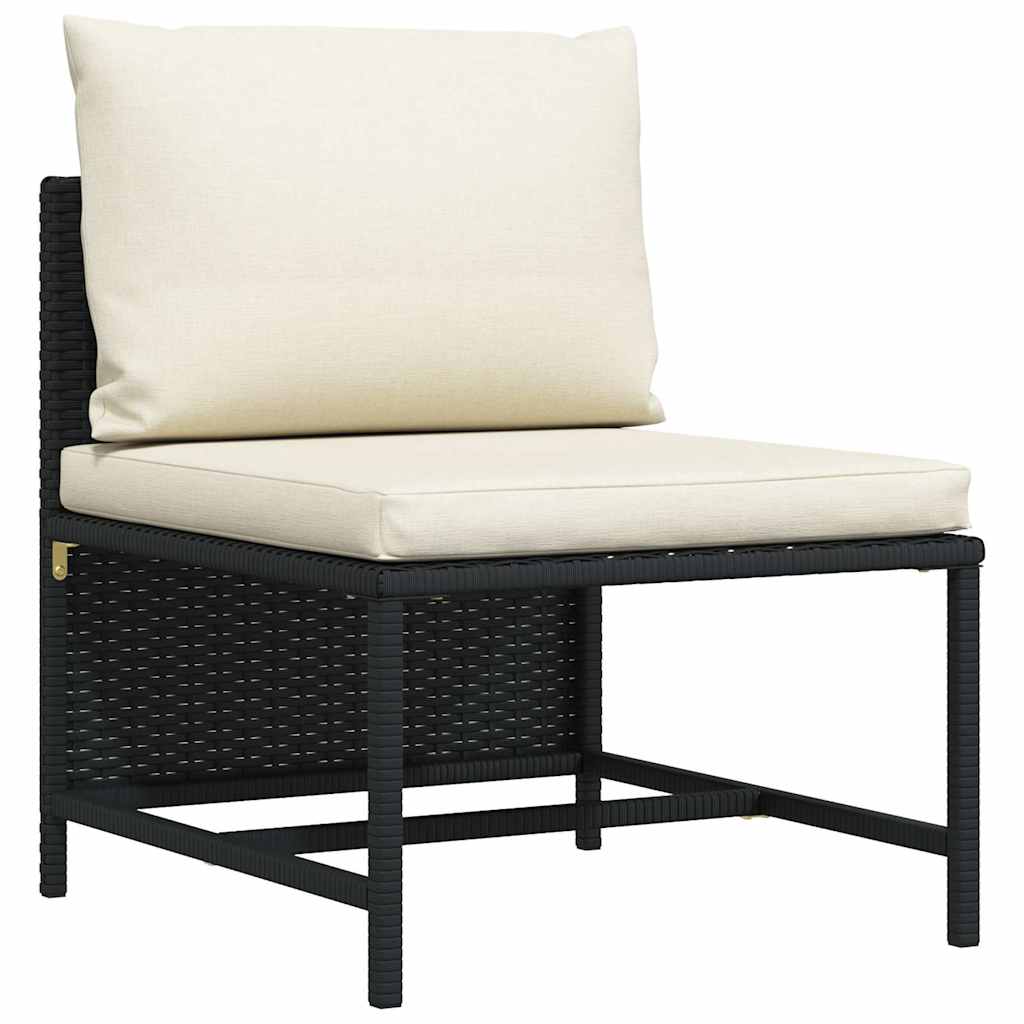 3-personers havesofa med hynder polyrattan sort