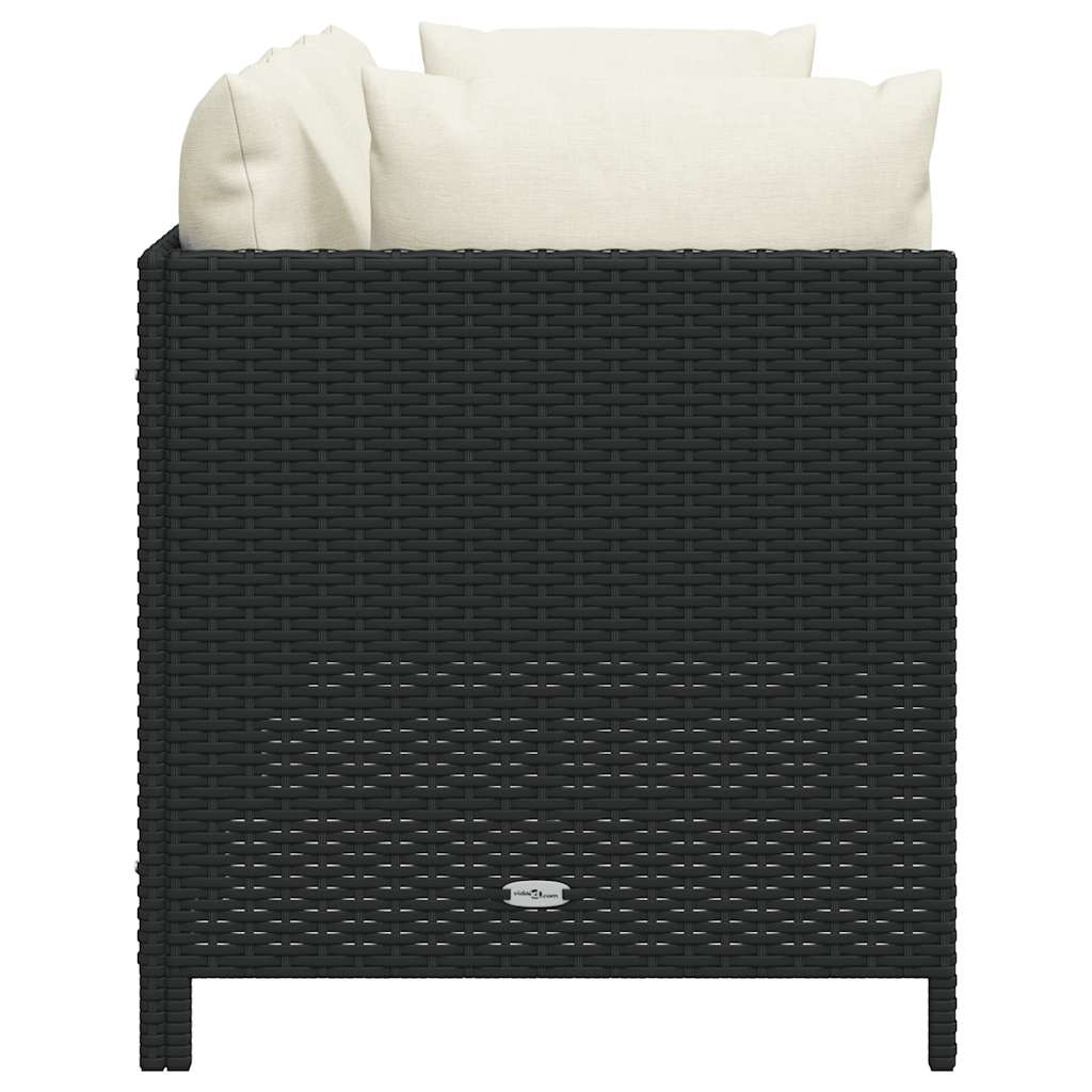 3-personers havesofa med hynder polyrattan sort