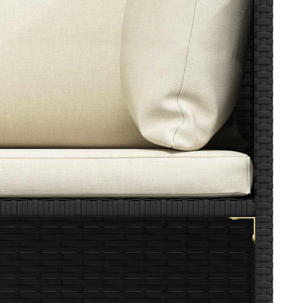 3-personers havesofa med hynder polyrattan sort