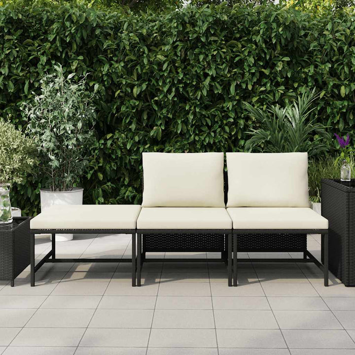 sofasæt til haven 3 dele med hynder polyrattan sort