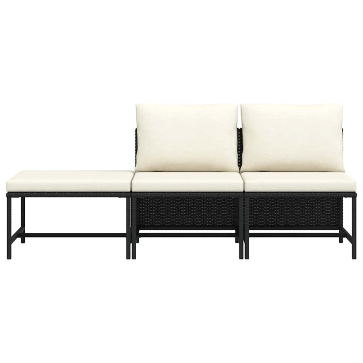 sofasæt til haven 3 dele med hynder polyrattan sort