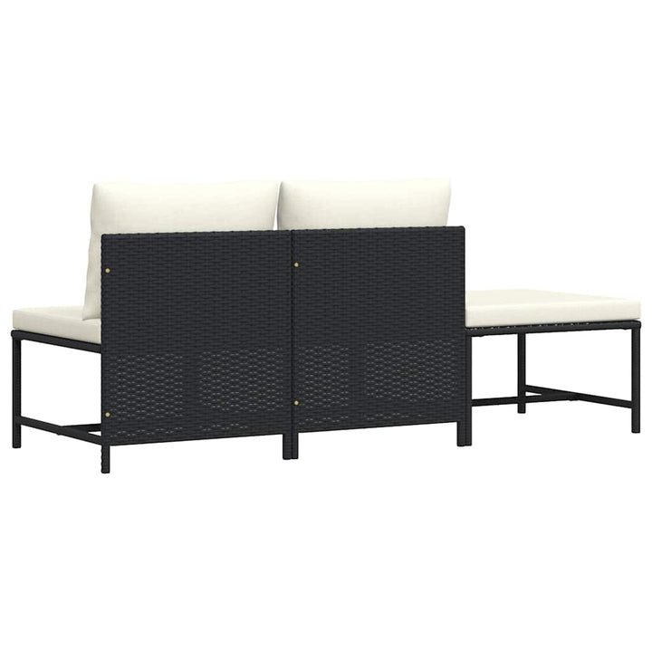 sofasæt til haven 3 dele med hynder polyrattan sort