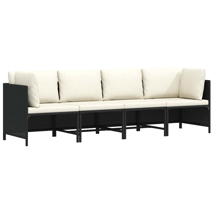4-personers havesofa med hynder polyrattan sort