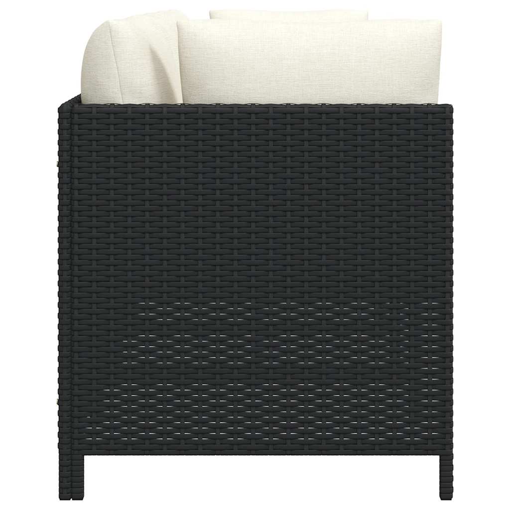 4-personers havesofa med hynder polyrattan sort