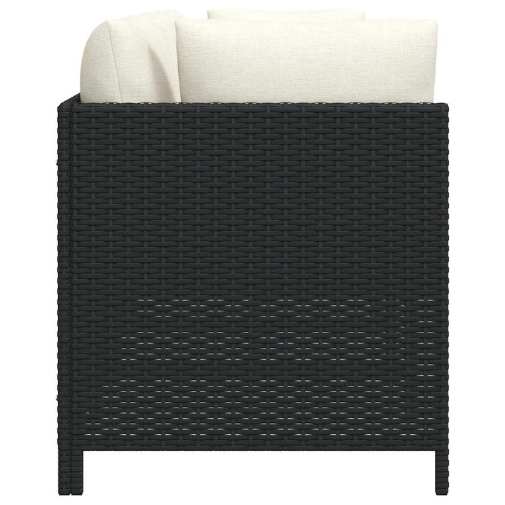 4-personers havesofa med hynder polyrattan sort