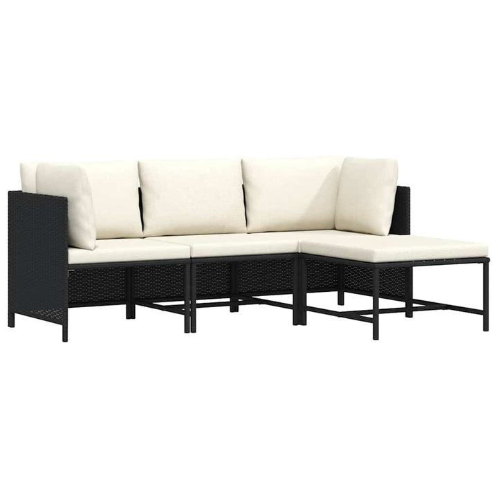 sofasæt til haven 4 dele med hynder polyrattan sort